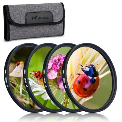 Bild av JJC 58 mm närbildningsfilterkit makrolinsfilter (+2,+4,+8,+10) 4 delar/set med linsfilterpåse för Canon Nikon Sony Pentax Olympus Fuji DSLR kamera