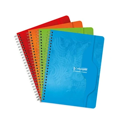 Bild av Calligraphe 403Cpack set med 5 spiralanteckningsböcker (ett varumärke av Clairefontaine) 17 x 22 cm 180 sidor stora rutor vitt papper 70 g lackerat återvunnet kortomslag slumpmässiga