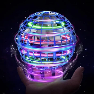 Bild av XINHOME flygande boll, boll med LED belysning, drönare, orb, hover leksak, presenter för pojkar, flickor, 612 år, blå