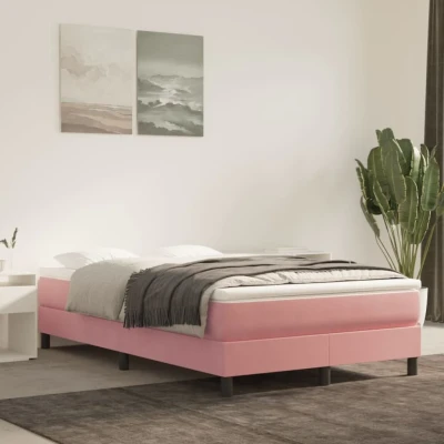 Bild av vidaXL Ramsäng rosa 120x200 cm sammet, dubbelsäng, säng, säng ram, dubbelsängar, sängar, ramar, resårmadrass, resårmadrasser, pocketersårmadrass