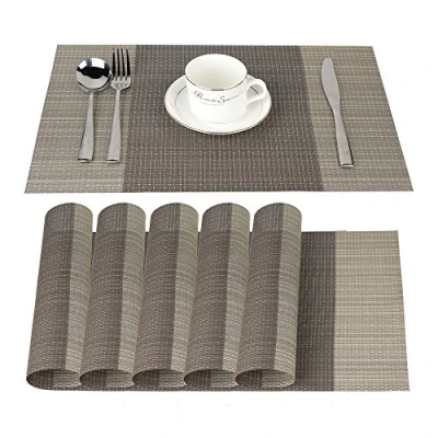 Bild av Fontic Set med 6 bordstabletter 30 x 45 cm halkfria tvättbara bordsmattor PVC tryckbeständiga värmebeständiga bordstabletter, för kök
