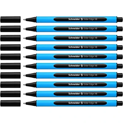 Bild av Schneider 152201 kulspetspenna slider kant med lock XB svart fat färg: cyan svart, 10 st (paket 1)