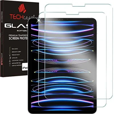 Bild av TECHGEAR [2 pack skärmskydd i glas iPad Pro 11 tum 4:e 3:e 2:a 1:a gen, Air 5/4, härdat kompatibelt med 2022 10,9 5:e och generationen,
