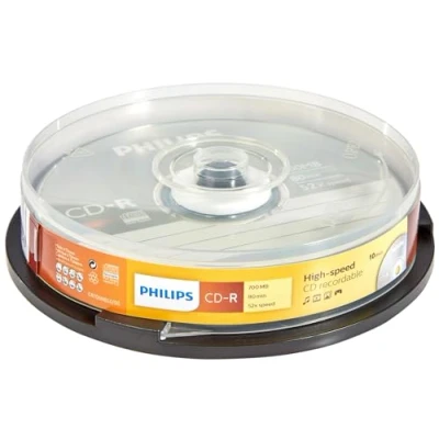 Bild av Philips CR7D5 NB10/00 CD R tomma skivor 80 min 52 x 700 MB 10er spindel