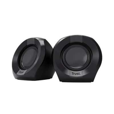 Bild av Trust Polo stereohögtalare 2.0, 8 W (4 RMS), kompakta USB drivna högtalare, jack audio 3.5 mm, in line kontroll, mini PC högtalarset för dator, bärbar skrivbord svart