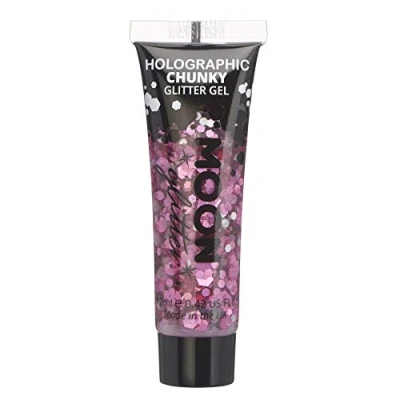 Bild av Holografiskt ansikte och kropp, Chunky glittergel från Moon glitter 12 ml rosa ansiktsfärg