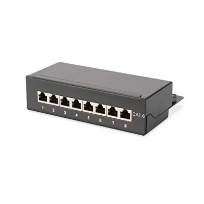 Bild av DIGITUS stationär Patchpanel Cat 6 8 portar RJ45 Skyddad LSA Utanpåliggande montering Svart