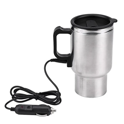Bild av vattenkokare 12 volt bil, Tbest bilvattenkokare, 12V 450ml elektrisk resevärmekopp, resevattenkokare av rostfritt stål i bilen, resevattenkokare, kaffe, te, bilkopp, drickskopp