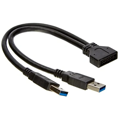 Bild av Delock USB intern till extern kabel 19 stifts 3.0 kontakt (hane) typ A 25 cm svart