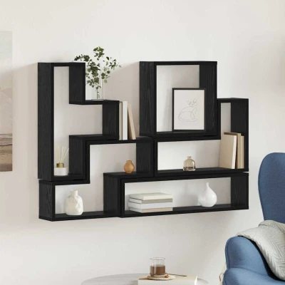 Bild av Väggkub med hylla Svart ek 96 x 12 64 cm Konstruerat trä