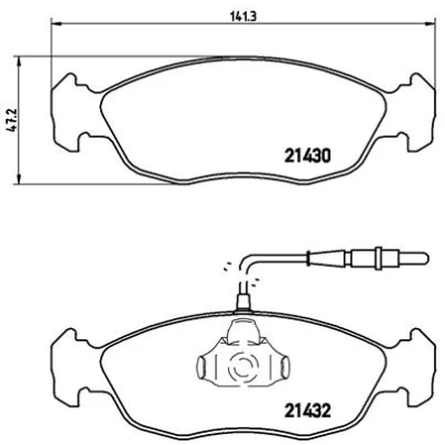 Bild av BREMBO P 61 054 Jeu de plaquettes frein contact signal d&#039;usure inclus avec clip piston sans accessoires PEUGEOT: 106 II 3/5 portes