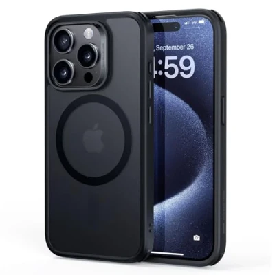 Bild av ESR för iPhone 15 Pro Max fodral, kompatibelt med MagSafe, skydd av militärkvalitet, gulningsbeständig, repbeständig baksida, magnetiskt telefonfodral, klassisk serie, frostad svart