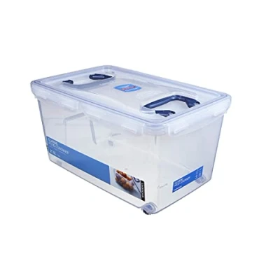 Bild av LocknLock PP CLASSIC förvaringslåda med lock och handtag 21 L, 456 x 300 225 mm 100% lufttät halvtransparent förvaringsbehållare för hushållsartiklar