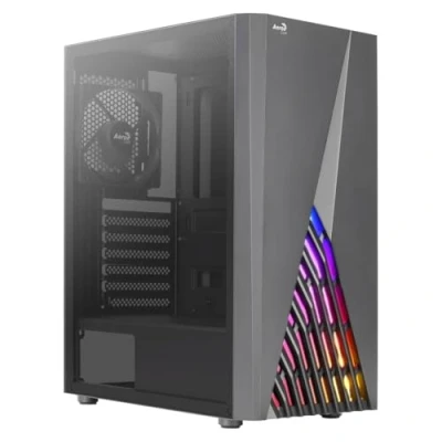 Bild av Aerocool DELTABKV1, ATX PC fodral, RGB fram, helsidofönster, 12 cm fläkt, svart