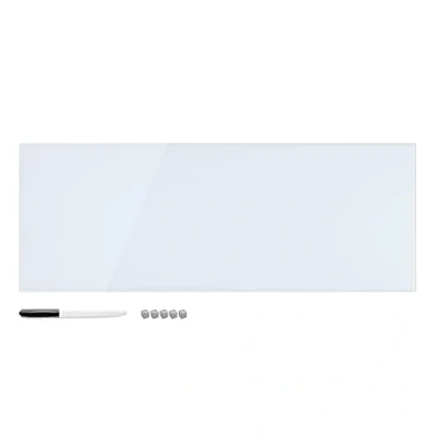 Bild av Navaris Magnetisk anteckningstavla i glas 30 x 80 cm för vägg, kök, kontor, hem, sovrum inkluderar fästskruvar vit