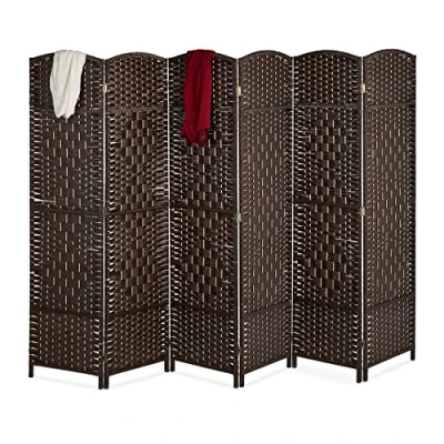 Bild av Relaxdays Paravent rumsavdelare, H x B: 170 240 cm, vikbar 6 delat insynsskydd, trä och pappersrep, brun