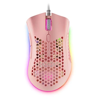 Bild av Mars Gaming MMEXP rosa, RGB spelmus, 32K DPI, feather kabel, HUANO omkopplare
