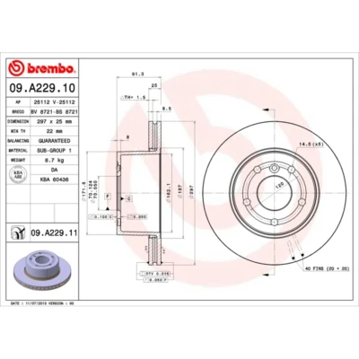 Bild av Bromsskiva BREMBO 09.A229.11