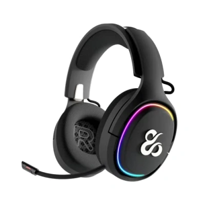 Bild av Newskill Aton Ivory trådlösa spelhörlurar, inbyggd mikrofon, 18 timmars batteri, konfigurerbar RGB, Bluetooth 5.0, ergonomiska datorhjälmar, kompatibel PC/PS4/PS5/Mac/XBOX/Android, vit