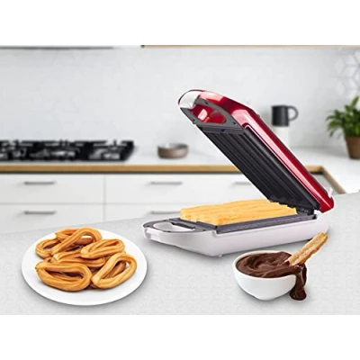 Bild av BEPER BT.600Y. Non Stick Churros Griddle, 800W Power, Heat Insulating Handle, Operating Light and Slip Feet Ideal for Breakfast Parties Red