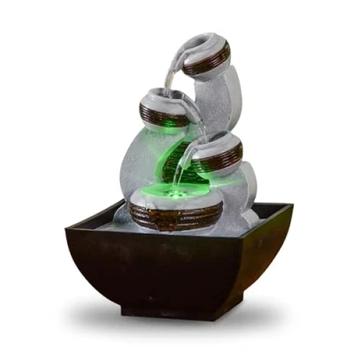Bild av Zen&#039;Light, Kara fontän vattenfallsburk interiör Zen Relax heminredning svart och grå höjd 18 cm