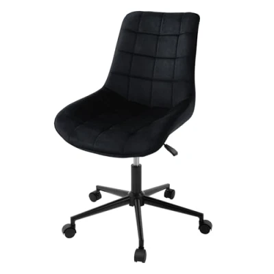 Bild av ML Design kontorsstol, svart, sammetssits, metallram, stoppad stol med ryggstöd, höjdjusterbar, 360 vridbar 5 hjul, ergonomisk skrivbordsstol för hemmakontor &amp; kontor
