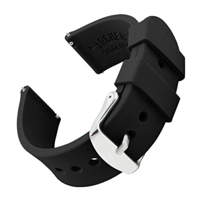 Bild av Archer Watch Straps Klockarmband i Mjuk Silikon för Herr och Damklockor med Snabbkoppling (Svart, 16mm)