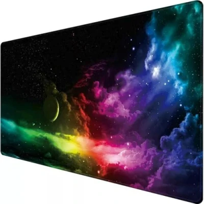 Bild av Retoo musmatta XXL, 900 x 400 mm, stor för spelande med motiv, bordsunderlägg i storlek, speciell yta, skrivbordsunderlägg, förbättrar precision och hastighet, fransfria kanter