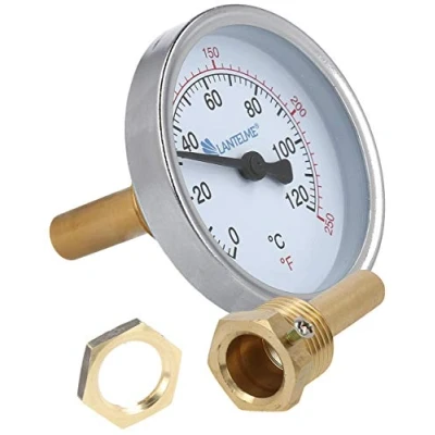 Bild av Lantelme Röktermometer 120 C rostfritt stål med mässing monteringsmutter, analog termometer för rökning av fisk, kött rökugn, rökelsetunna, rökgrill, rökskåp (5 cm)