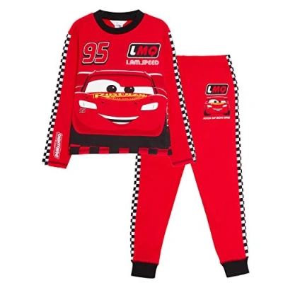 Bild av Disneys Bilar pyjamas för barn, Blixten McQueen, hellång, racingförare, utklädnad, pyjamasset, nattkläder, Röd, 4 5 År