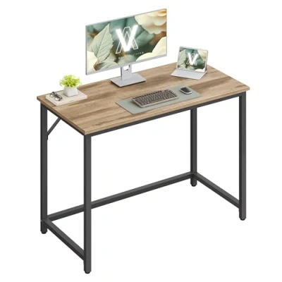 Bild av VASAGLE datorbord, bord, 100 x 50 76 cm, för kontor, sovrum, vardagsrum, kamelbrun och bläcksvart LWD041K01
