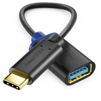 Bild av deleyCON USB C Till A OTG Adapterkabel 3.0 5Gbit/s kontakt uttag för PC dator Bärbar Smartphone 20 cm Svart