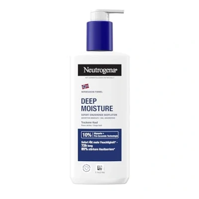 Bild av Neutrogena Norsk formel Deep Moisture Body lotion (250 ml), omedelbart absorberande kroppslotion för 72h intensiv fukt, icke fet hudvård torr hud