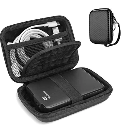 Bild av ProCase 2,5&quot; externt hårddiskfodral, skyddsfodral för WD, Toshiba, Canvio, Seagate, Samsung SSD HDD, stötskyddat bärbart fodral med kortplatser och tillbehör twill