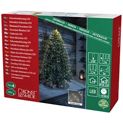 Bild av Konstsmide LED dropplametta, 26 trådar à 27 dioder, 702 varma vita 12 V innertrafo, silverfärgad tråd 6383190