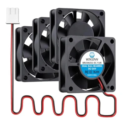 Bild av WINSINN DC 60 mm fläkt 24 V 6020 dubbelkullager volt borstlös kylning x 20 2 PIN (4 pack)