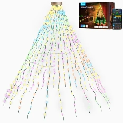 Bild av Govee Christmas Tree Lights, Smart 480 LEDs RGBIC 2M*24 Strips String Lights Indoor, IP65 Waterproof, Music Sync, Voice Control, 60+ Scen Modes for Halloween Decor, Green Wire