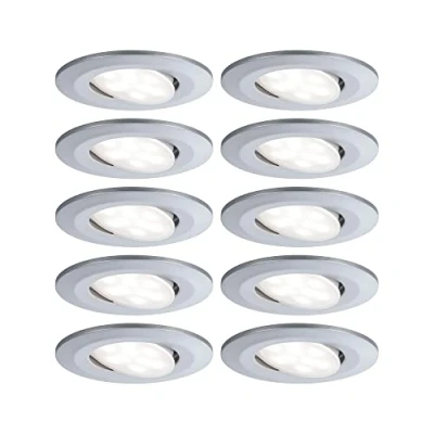 Bild av Paulmann 99925 LED infälld belysning Calla rund set om 10 inkl 10x6,5W IP65 dimbar spotlight krom matt skåpbelysning plast 4000K