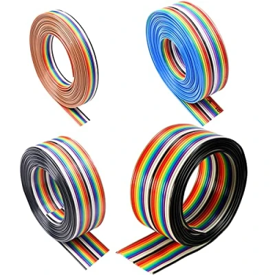 Bild av HUAZIZ platt IDC bandkabel 10/14/16/20, stigning 1,27 mm regnbågskabel 12 m, 10/14/16/20 för 2,54 kontakter