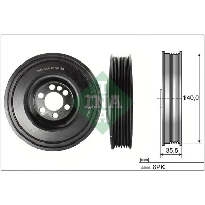 Bild av INA 544 0159 10 Remskiva Vevaxel 140mm AUDI: A6 C6 Avant, Sedan, A4 B7 VOLKSWAGEN: Golf 7