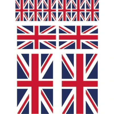 Bild av 10 stycken flaggor klistermärken Storbritannien union Jack Set Sticker Great Britain UK bilklistermärken offsettryck flerfärgad