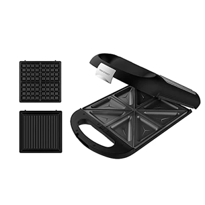 Bild av Cecotec smörgåsgrill Rock&#039;nToast Family 3 i 1. För 4 smörgåsar rostfritt stål, 1 500 W effekt, med non stick belagda och utbytbara plattor.