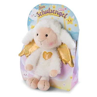 Bild av NICI Mjukdjurs skyddsängel La Lammie 30 cm i presentförpackning Får mjuk leksak för flickor, pojkar och bebisar Fluffigt gosedjur att gosa, leka present Plyschdjur, Vit/Guld