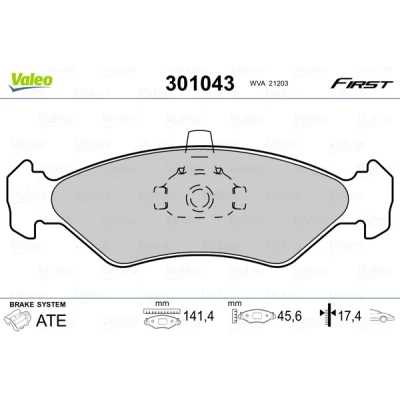 Bild av VALEO 301043 Jeu de plaquettes frein FIRST Essieu avant contact signal d&#039;usure exclu sans tôle anti bruit FORD: FIESTA 4, KA 3 portes,