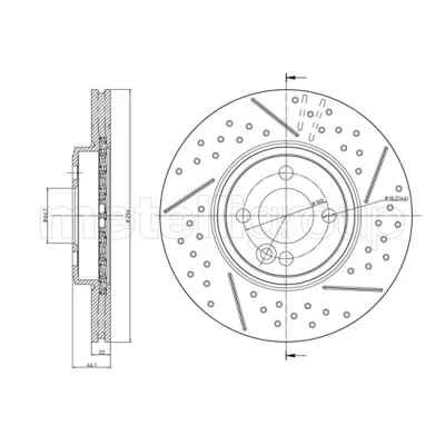 Bild av METELLI Bromsskiva MINI: Hatchback, Clubman 293,9mm 22,0mm 4 ventilerad 23 1343FC 34116777826 Bromsskivor