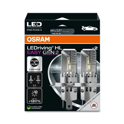 Bild av OSRAM LEDriving HL EASY GEN 2 ≜ H4/H19, LED helljus och halvljus, Cool White 6500K, inget tillbehör behövs, endast offroad användning ingen ECE, lampor
