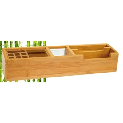 Bild av WEDO 611007 butler Bambus, 2 fack, penninsatser, 1 aluminiuminsats för gem 31,8 x 6,8 6 cm, i presentförpackning, brun, lång