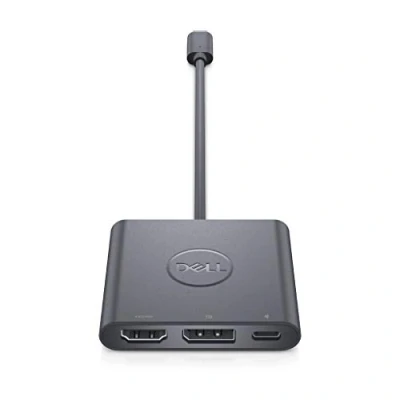 Bild av Dell platt 3 i 1 USB C adapter, med strömförsörjning (USB till HDMI displayport, kvinna, man, (endast spänning) 4K stöd) svart