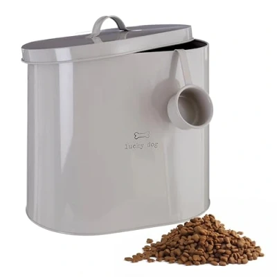 Bild av Premier Housewares Lucky Dog Foderförvaring, Metall, Grå, 6.5 L