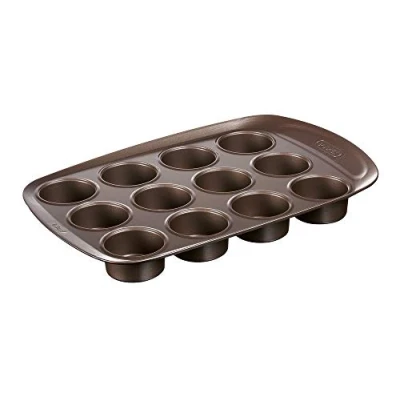 Bild av Pyrex asimetriA metall lätt grepp 12 koppar muffinsbricka, brun